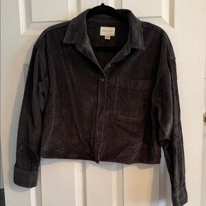 American Eagle Outfitters Charcoal Corduroy Crop Jacket